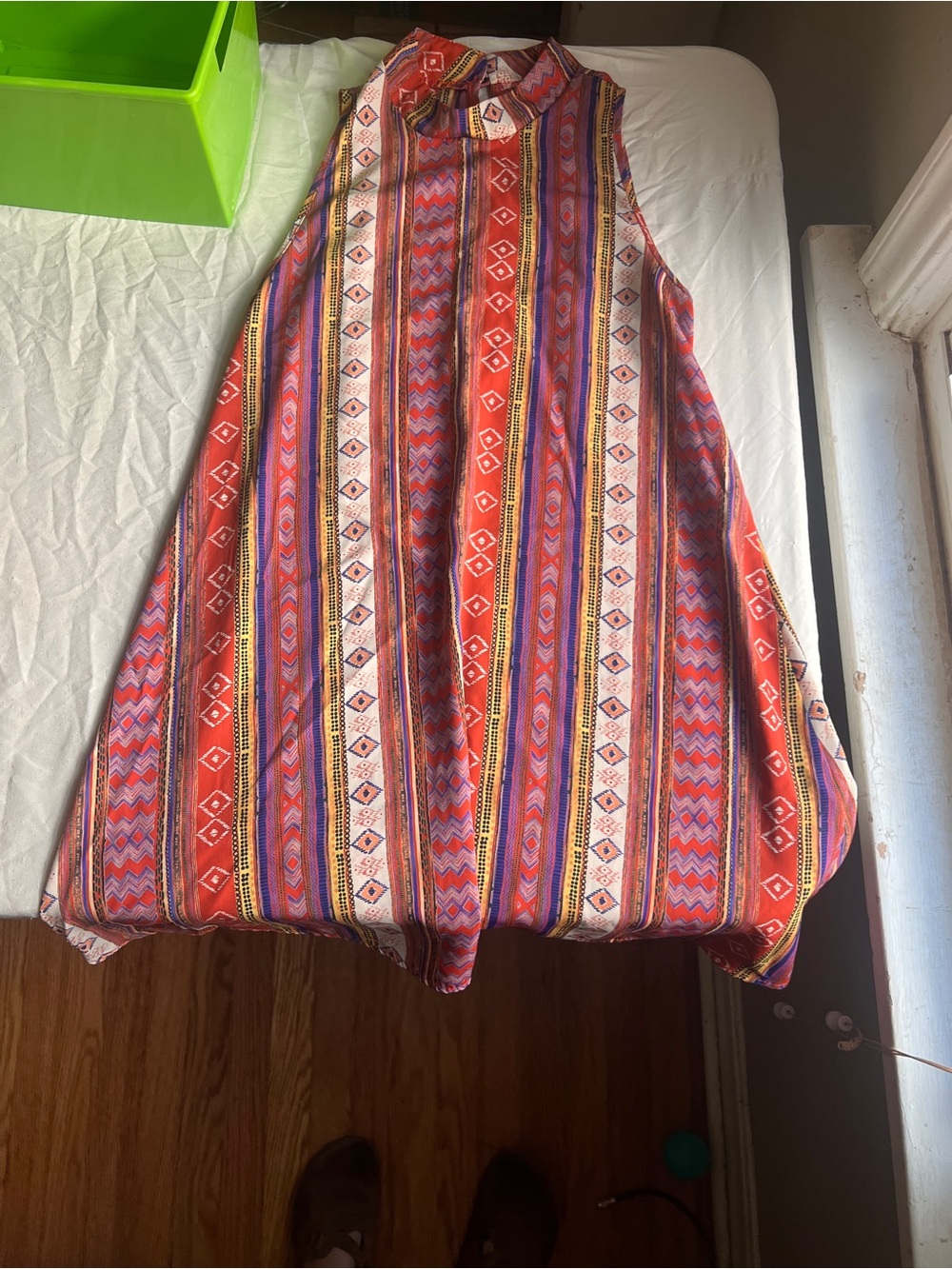 Sleeveless Red Patterned A-Line Women's dress